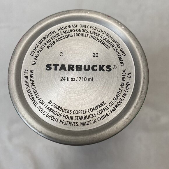 Starbucks Holiday 2020 Pink Leafs Stainless Steel 24 oz Cold Cup - Picture 3 of 6